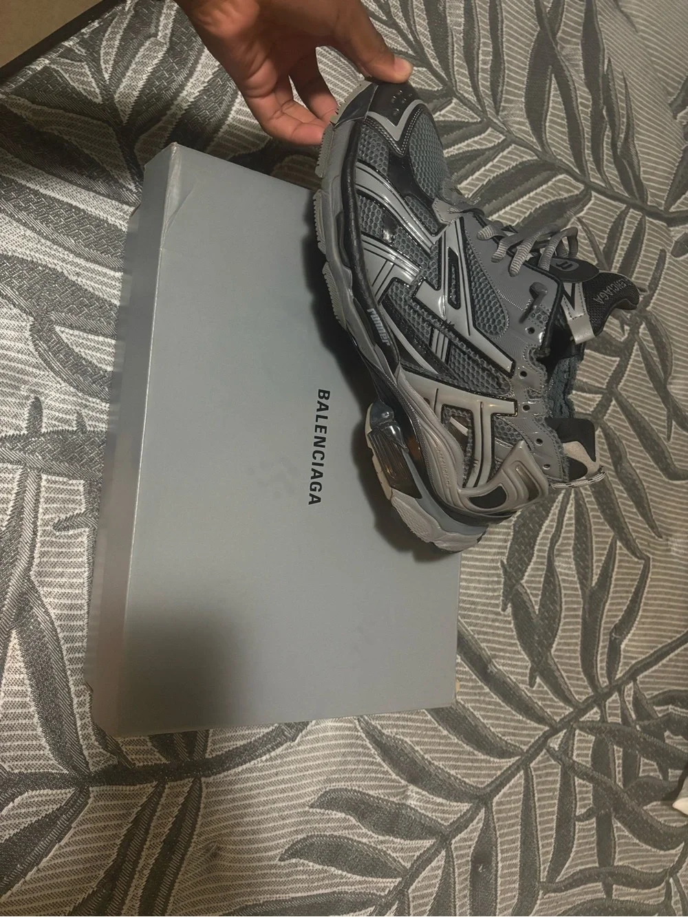 Balenciaga Gray and Black Mesh Runner Sneakers